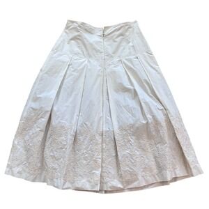 Pauw Amsterdam Women Off White Embroidered Pleated Tulle Midi Skirt Size 4 / XL
